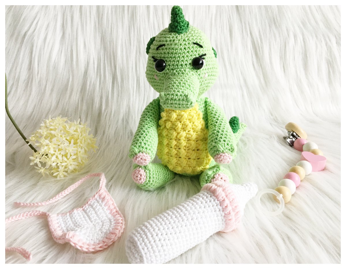 Blog-Inhaltsbild für 'Krokodino Konrad, kostenlose Häkelanleitung'